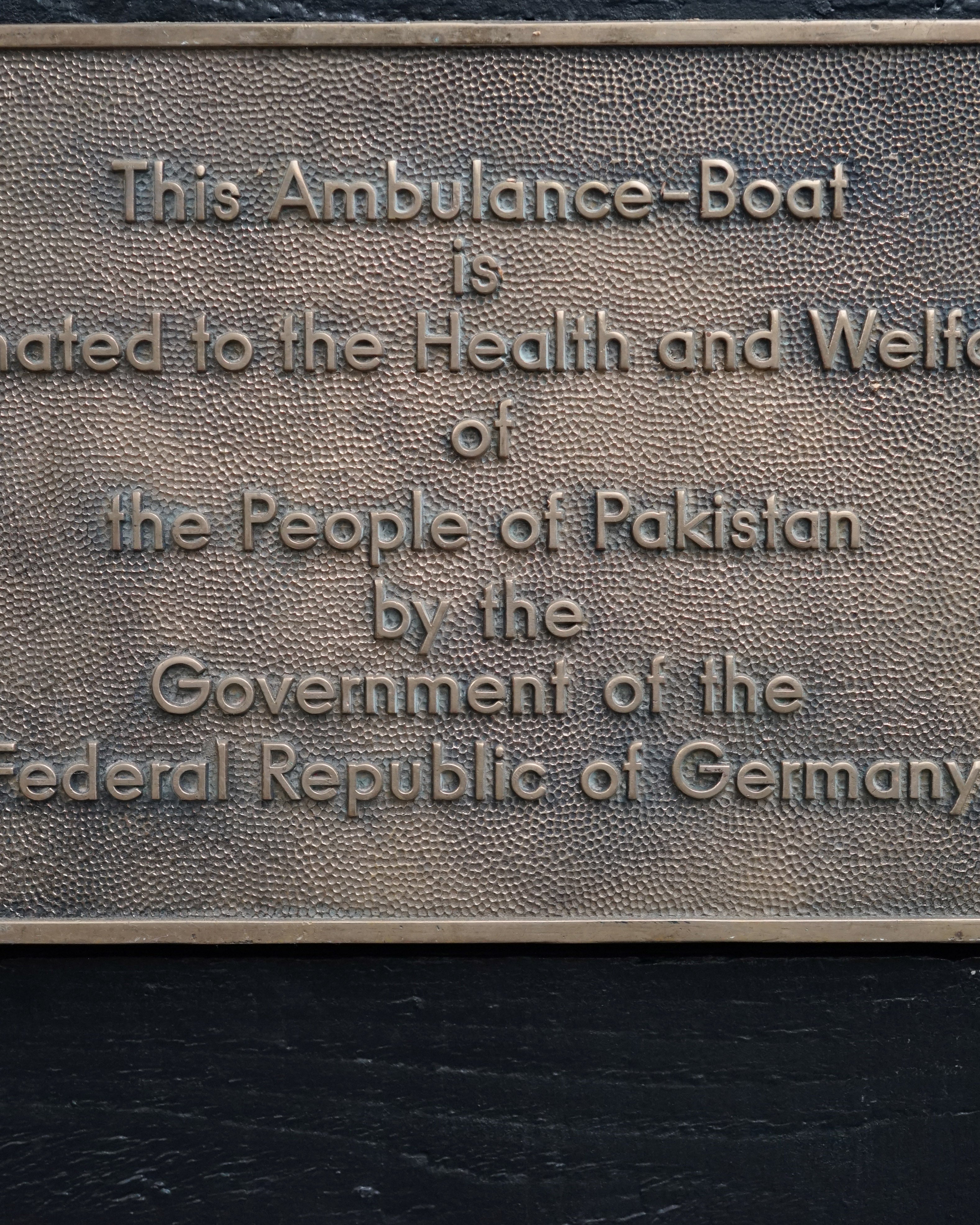 Ships Plate from Ambulance Boat. C 1960’s Trinity Marine