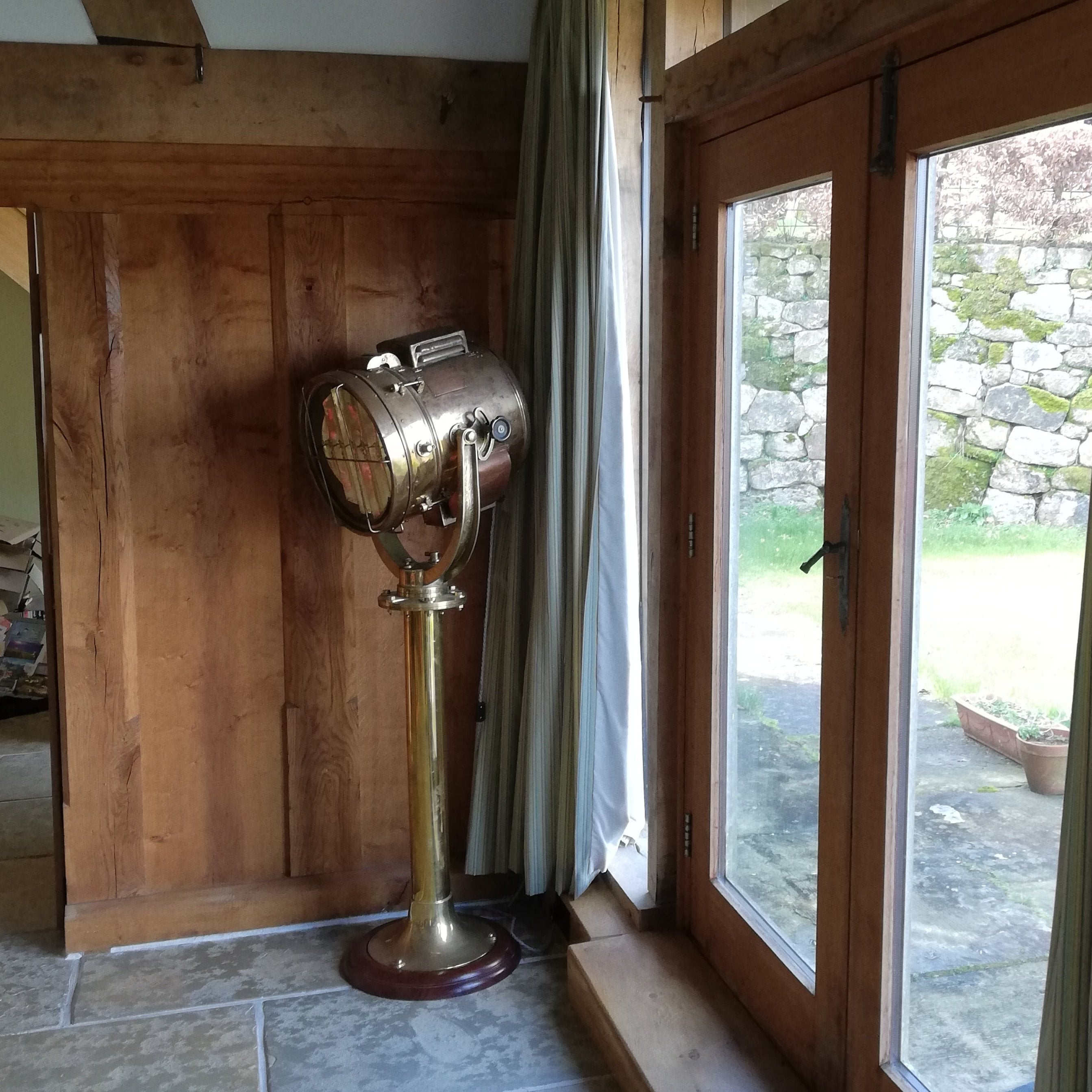 Ships brass searchlight floor lamp