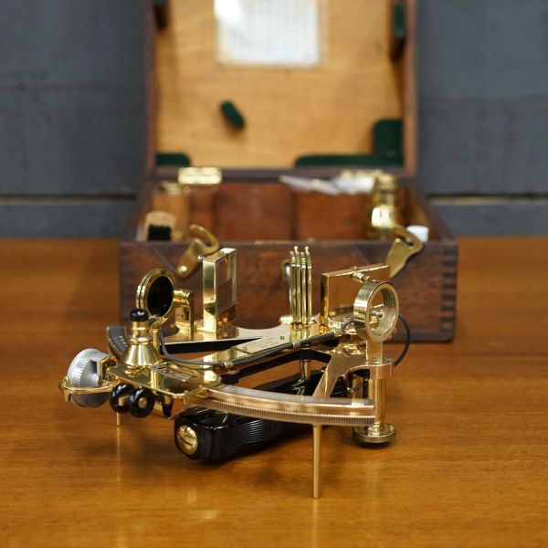 Royal Navy Silver Scale Sextant - Henry Hughes & Son Polished Trinity Marine