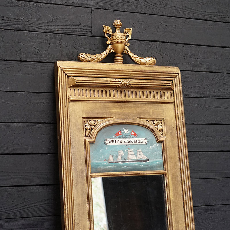 Hand Painted 19th Century Mirror White Star Line Insignia Trinity Marine