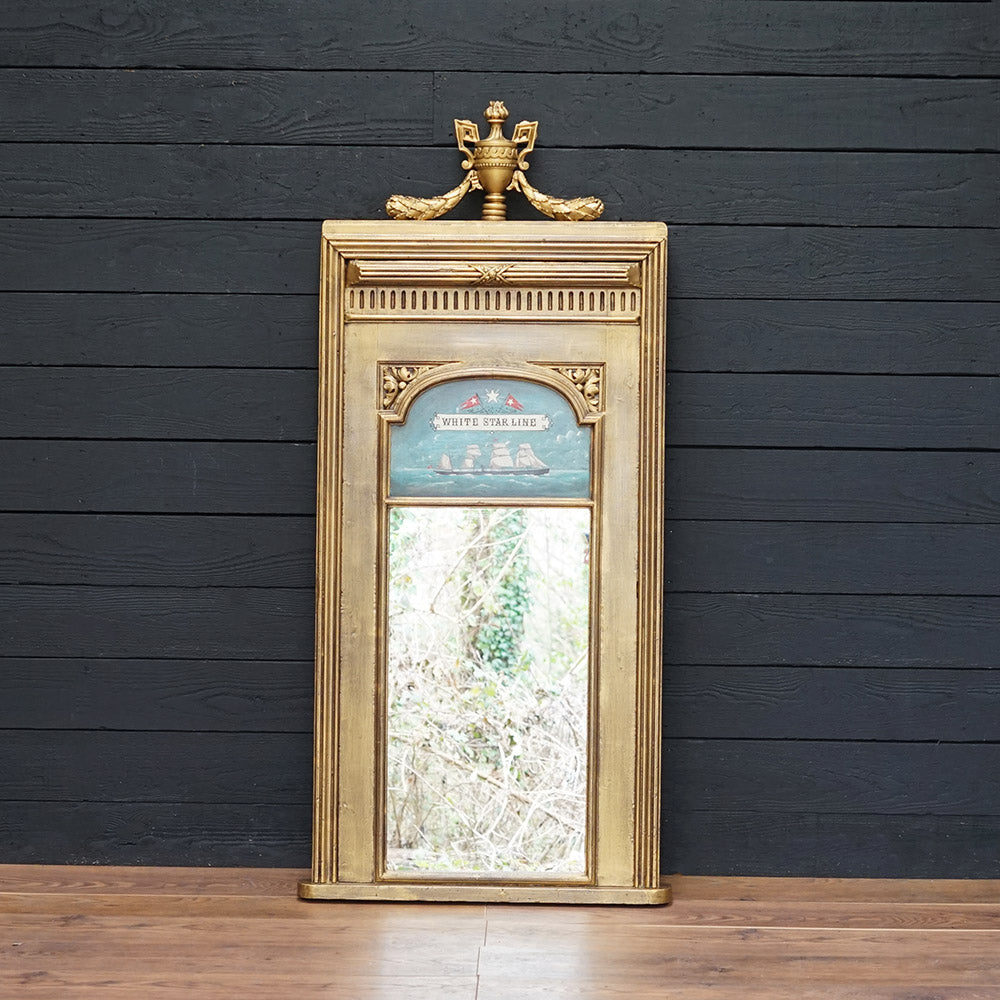 Hand Painted 19th Century Mirror White Star Line Insignia Trinity Marine