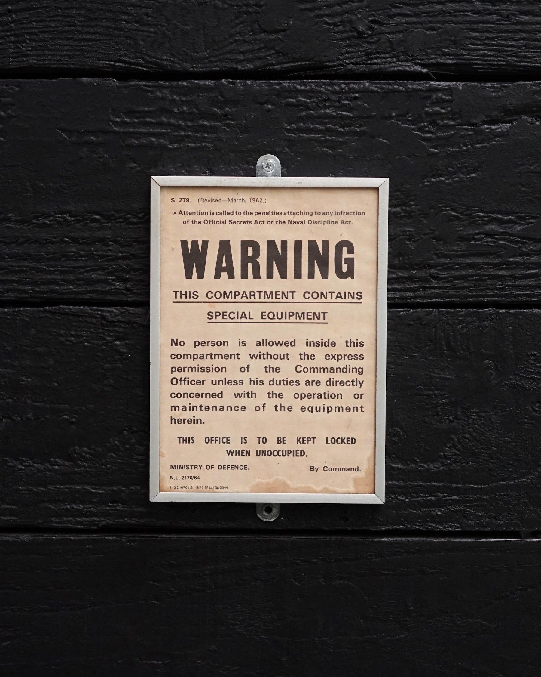 MOD Warning Sign from HMS Orpheus Trinity Marine