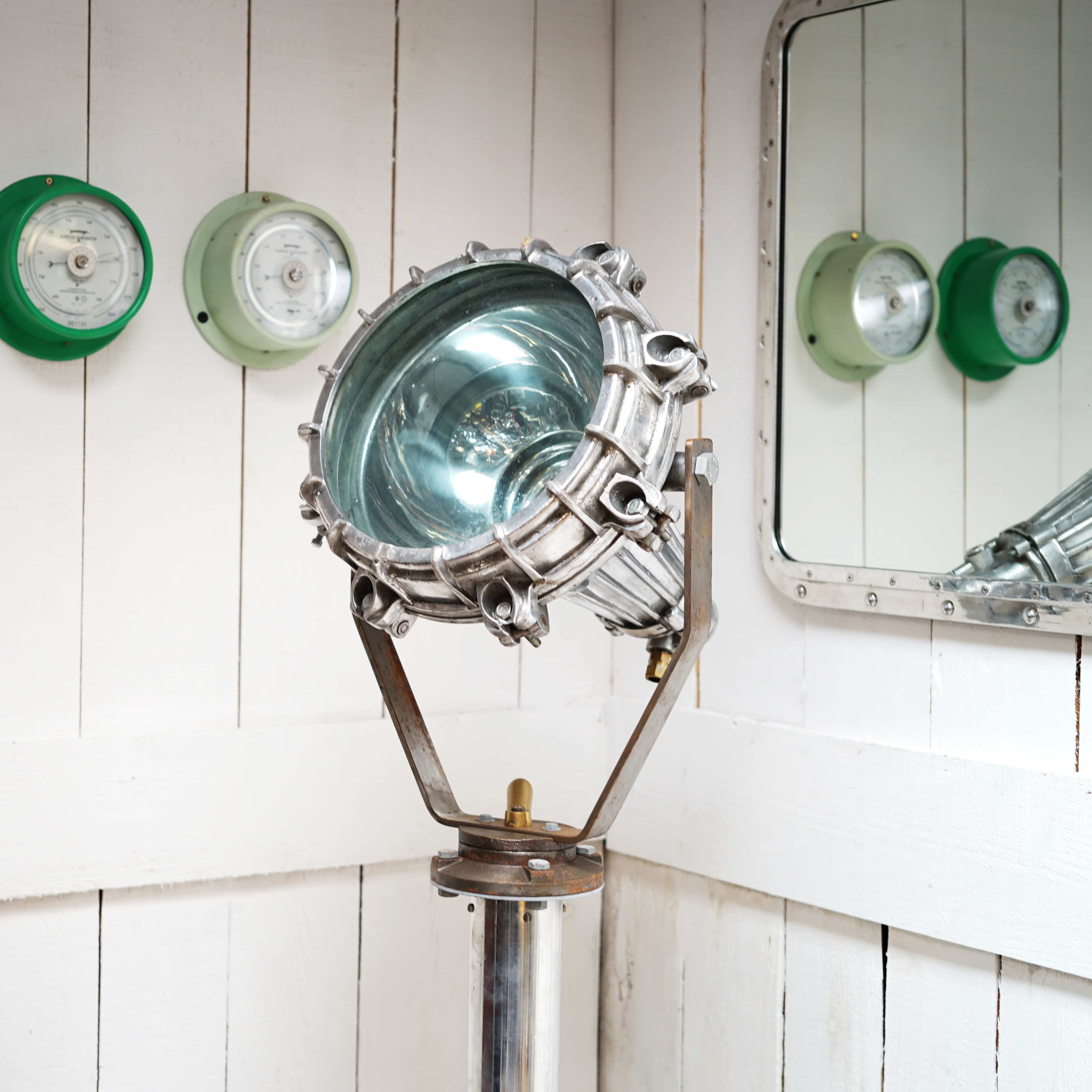 Mounted Ex German Merchant Navy Ship's Searchlight Trinity Marine