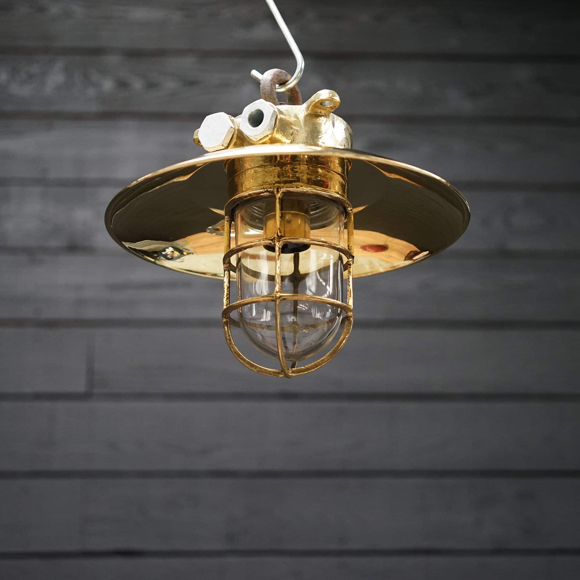 Vintage Brass Ships Shaded Pendant Light Trinity Marine