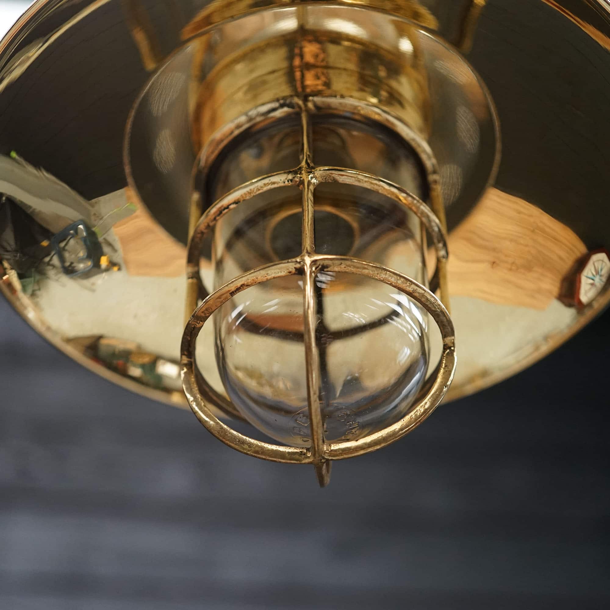 Vintage Brass Ships Shaded Pendant Light Trinity Marine