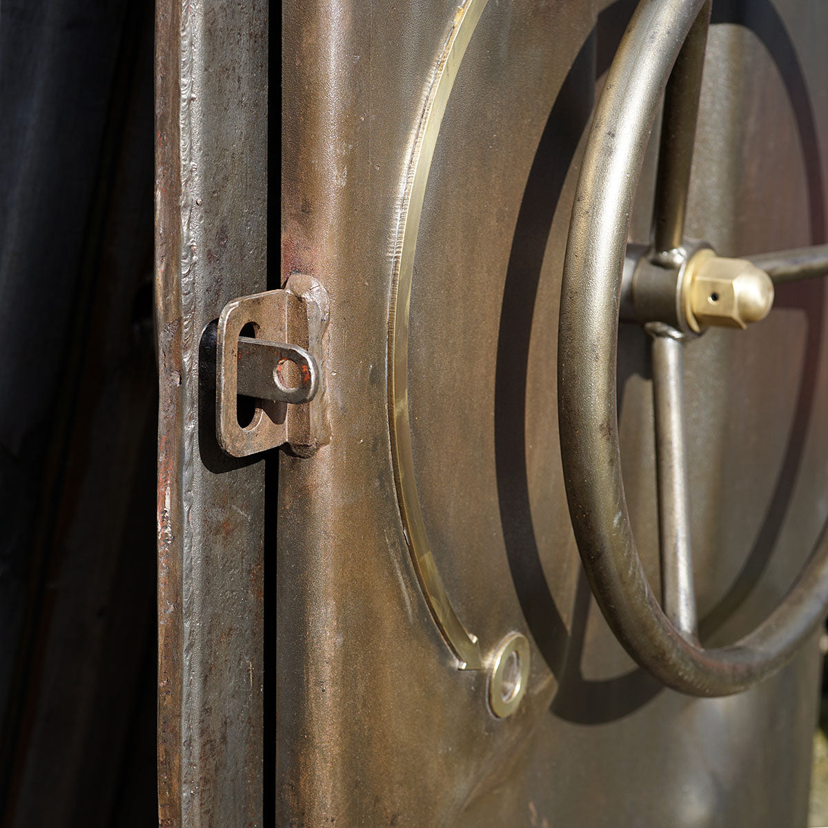 Salvaged Naval Bulkhead Doors - Crank Wheels Trinity Marine