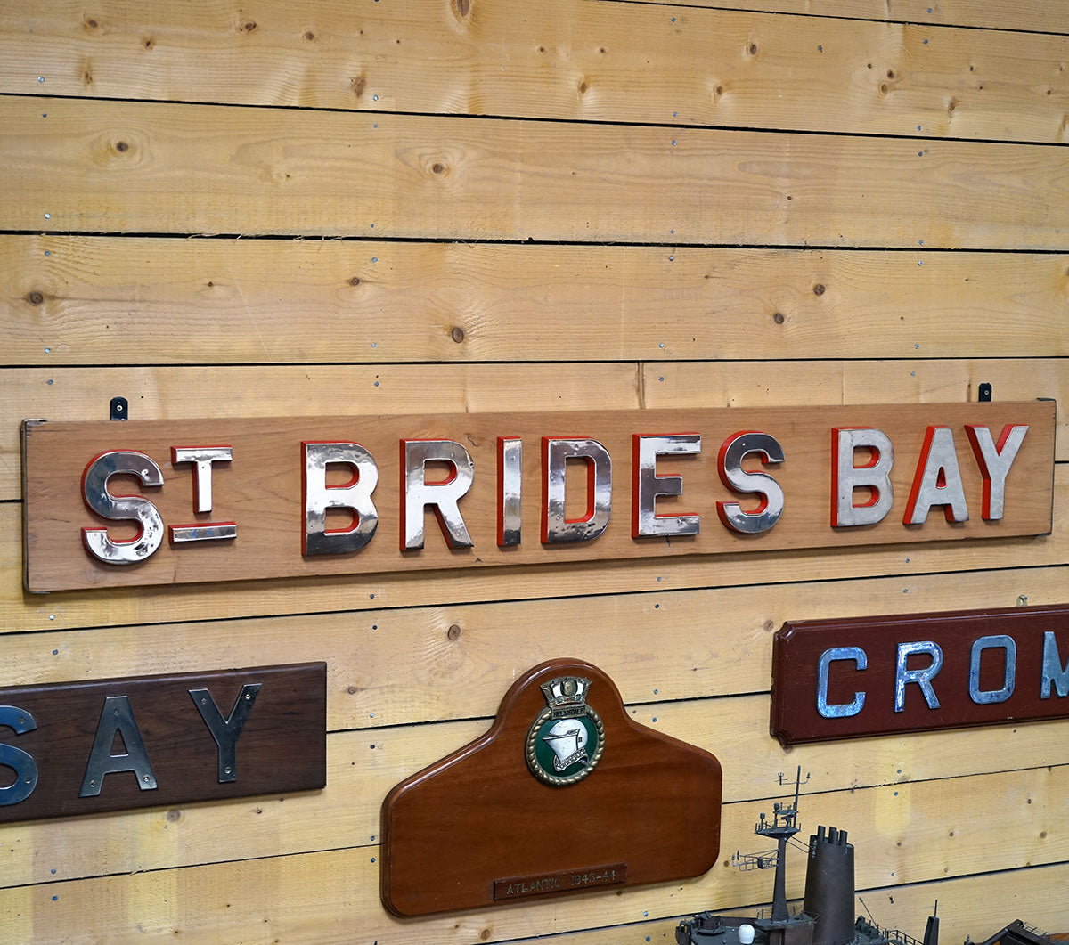 WWII HMS St Brides Bay Ships Nameboard - 1945 Trinity Marine