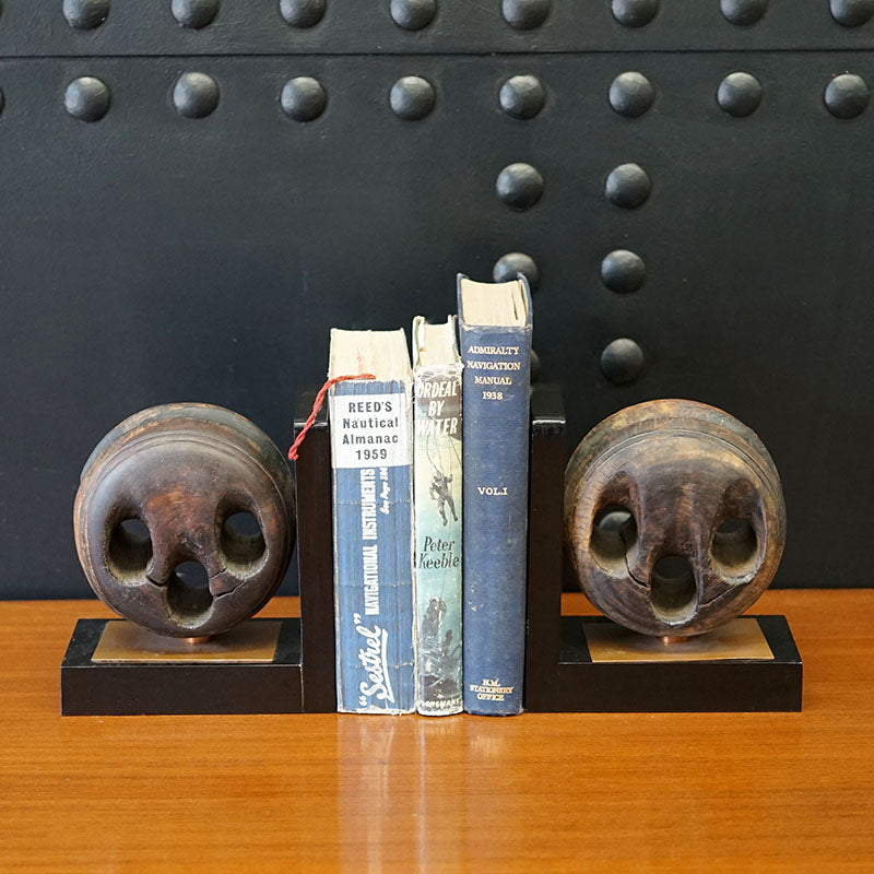 19th Cent DeadEye Bookends Trinity Marine