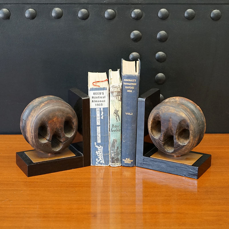 19th Cent DeadEye Bookends Trinity Marine