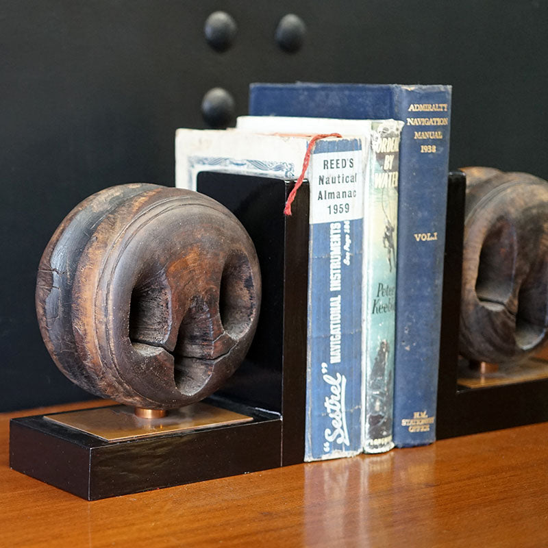 19th Cent DeadEye Bookends Trinity Marine