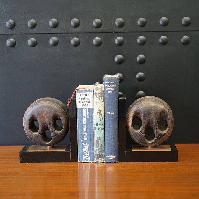 19th Cent DeadEye Bookends Trinity Marine