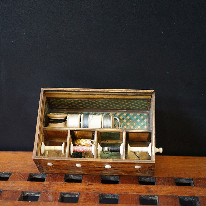 19th c. Prisoner of War Straw Sewing Box Trinity Marine