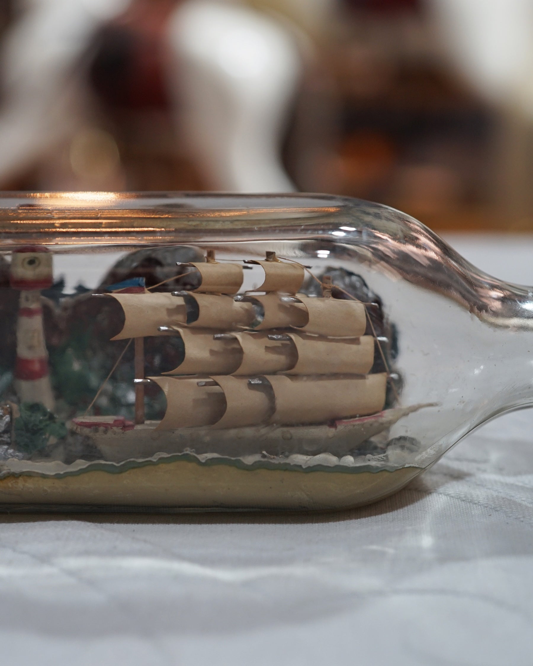 19th Cent. Ship & Harbour in Bottle Trinity Marine