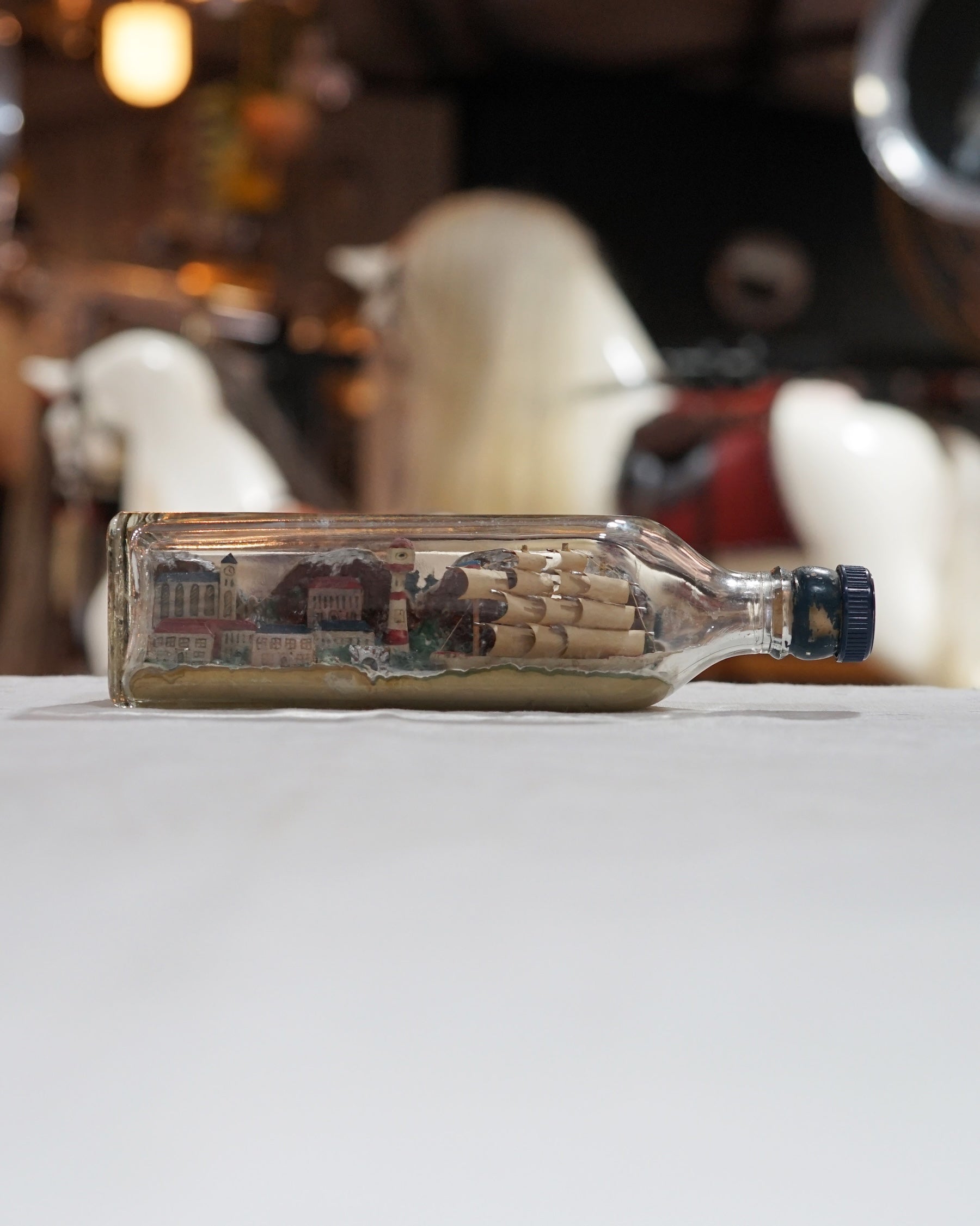 19th Cent. Ship & Harbour in Bottle Trinity Marine