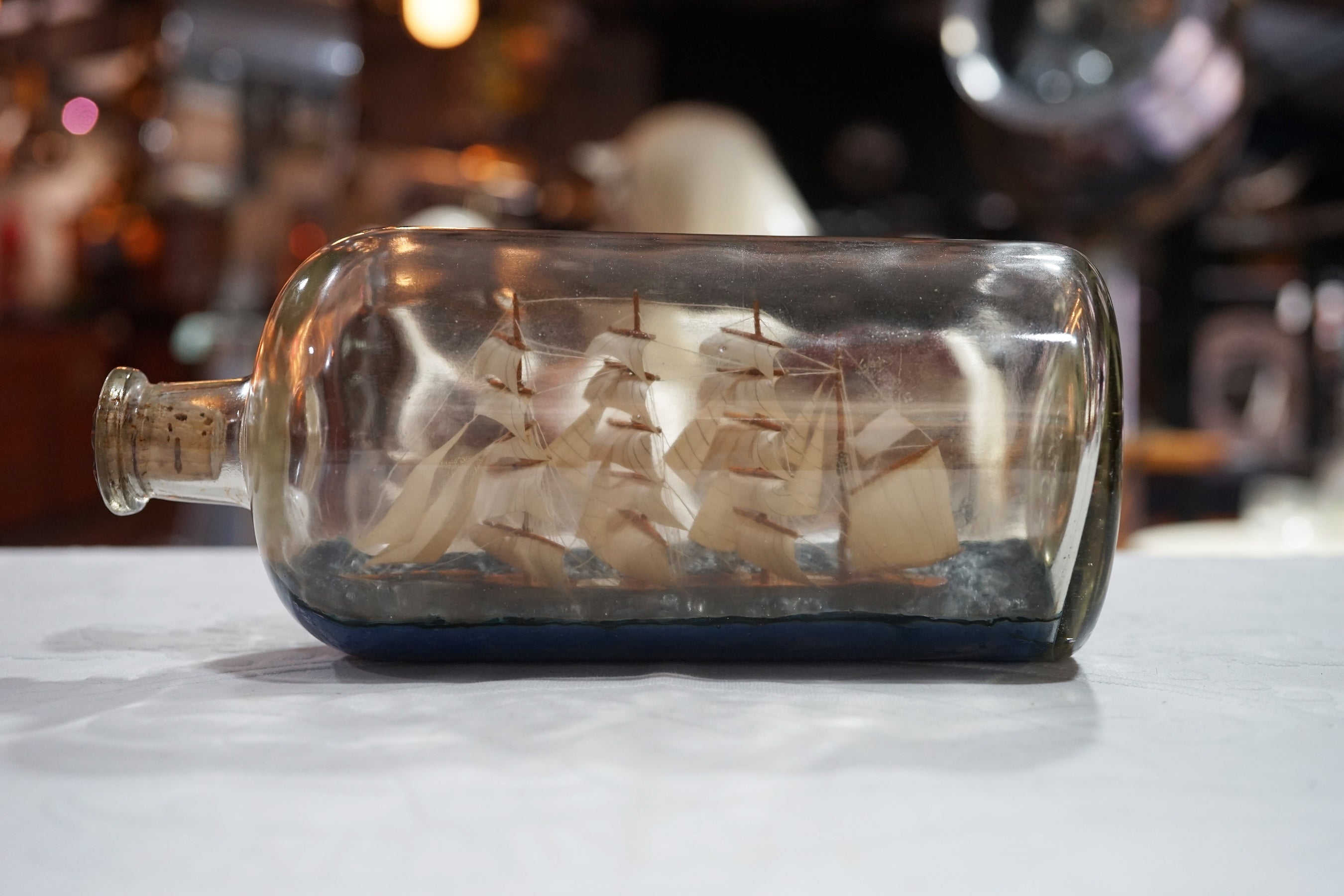 19th Cent Four-Masted Barque Ship in Bottle Trinity Marine