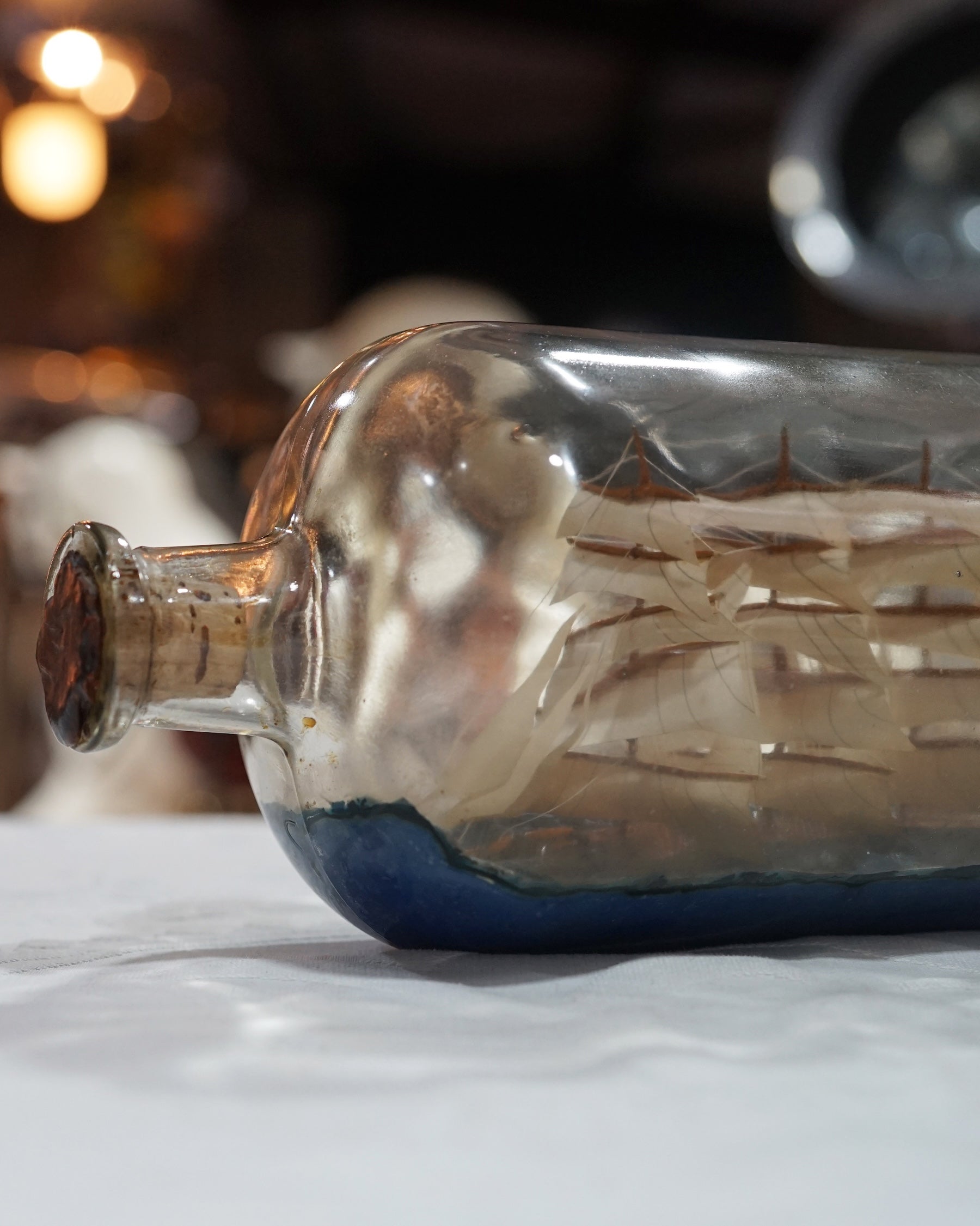 19th Cent Four-Masted Barque Ship in Bottle Trinity Marine