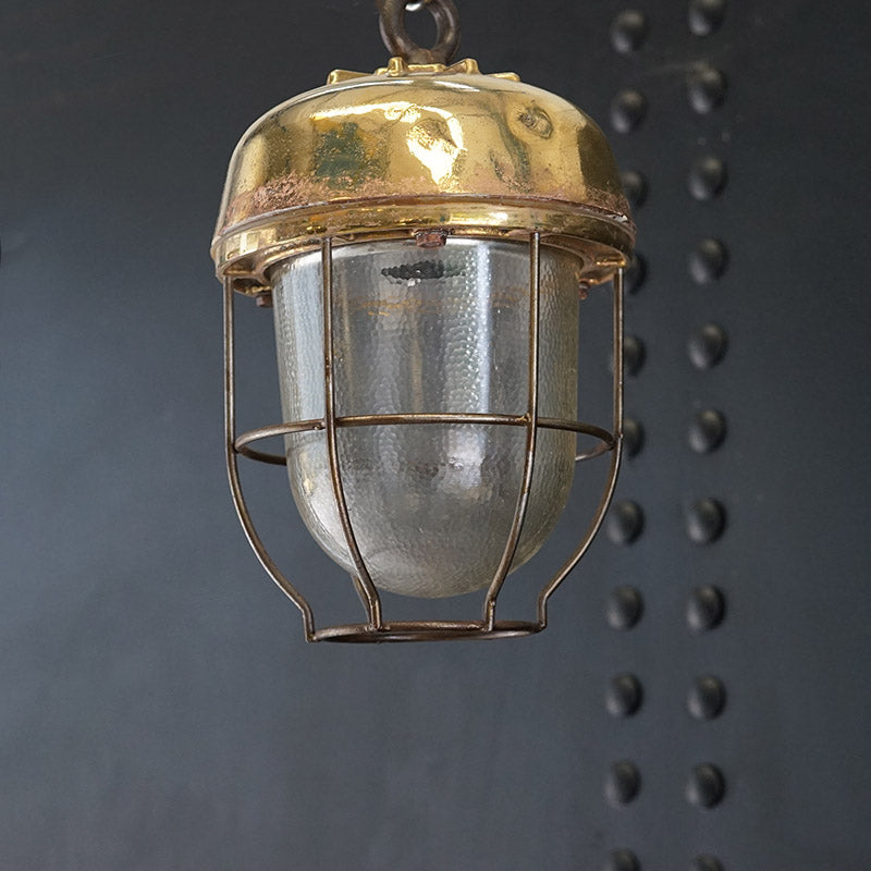 Acorn Dappled Glass Brass Pendant Trinity Marine