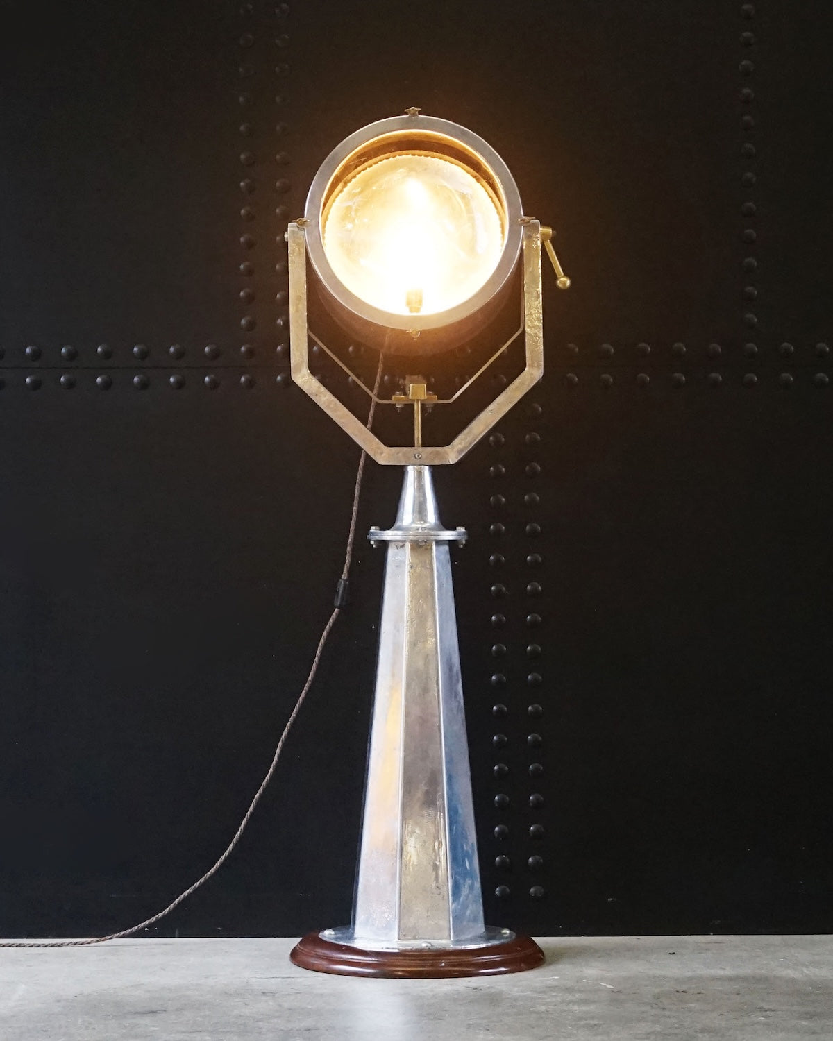 Vintage Merchant Ships Searchlight on Hexagon Pedestal Trinity Marine