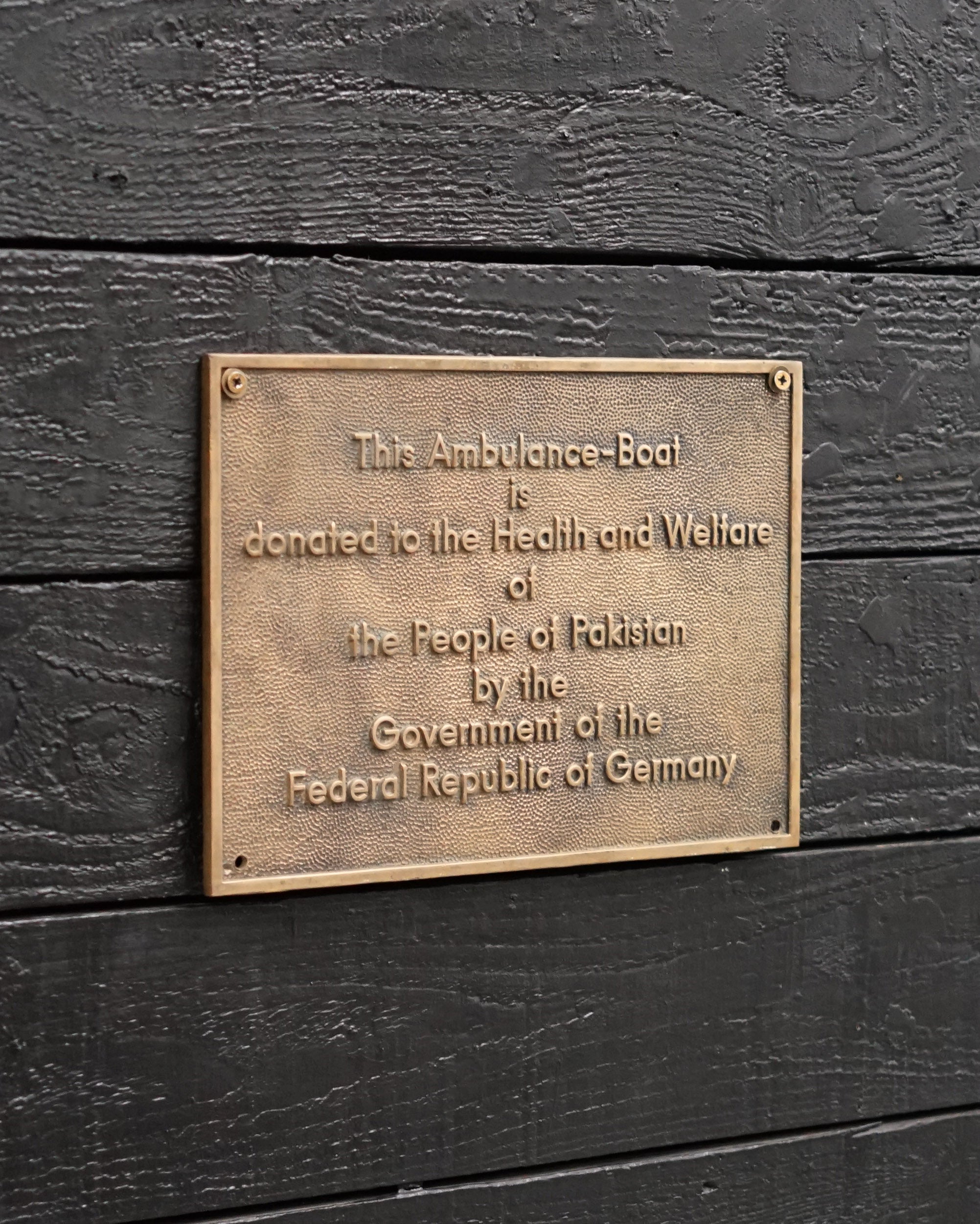 Ships Plate from Ambulance Boat. C 1960’s Trinity Marine