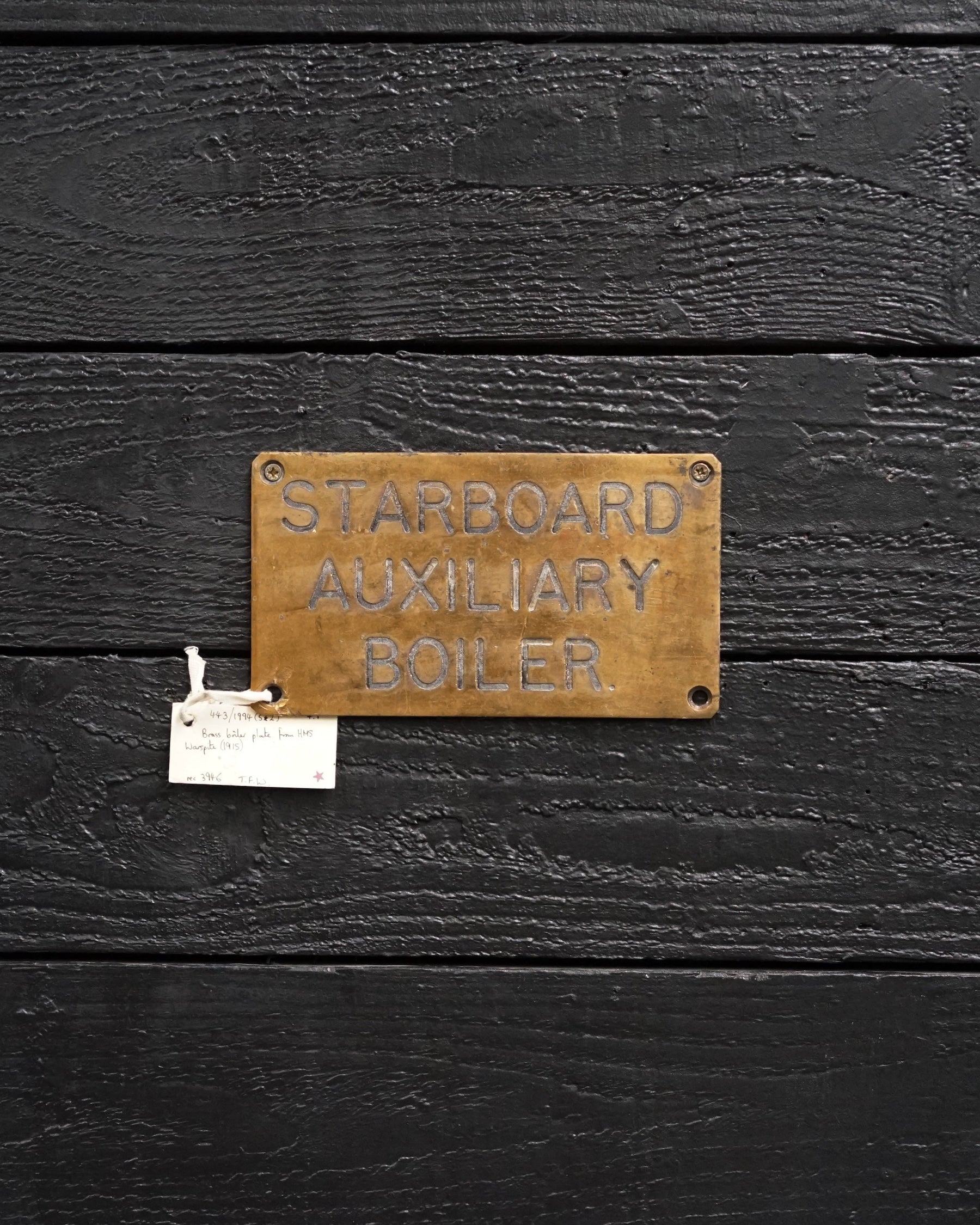 HMS Warspite Brass Boiler Plate Trinity Marine