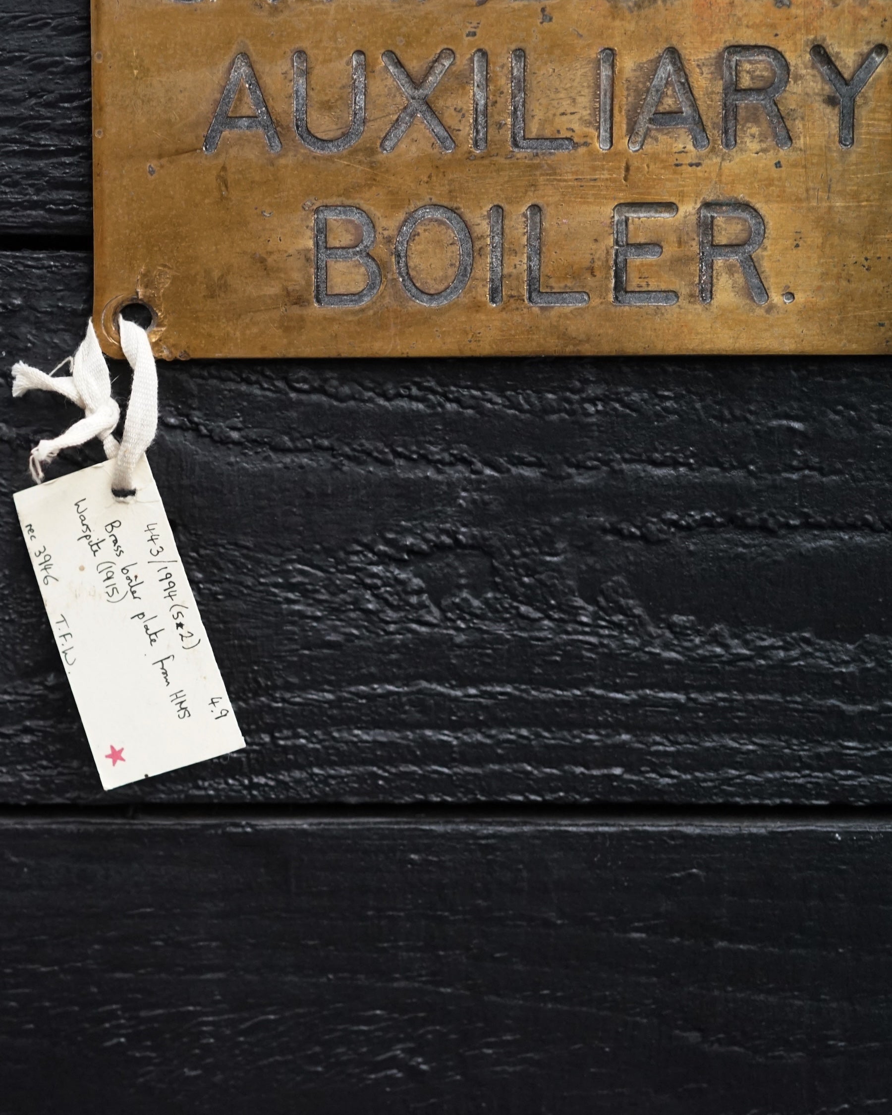 HMS Warspite Brass Boiler Plate Trinity Marine