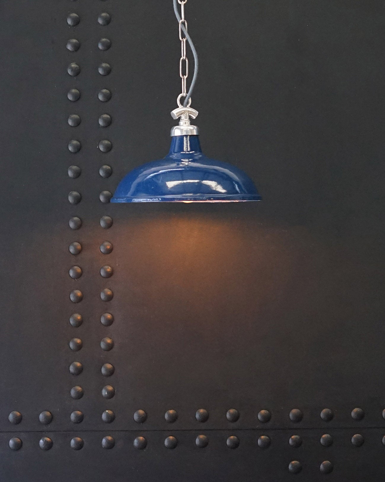 Colonial Enamel Light Shade - Blue Trinity Marine
