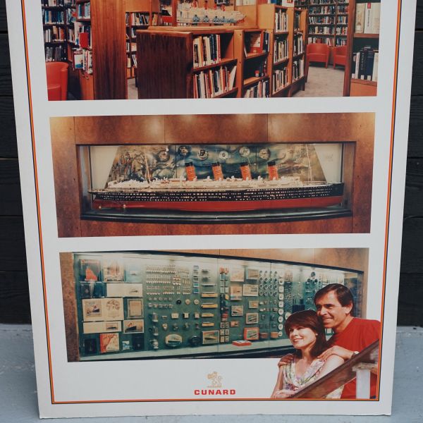 Original Cunard QE2 Large Advertising Placard - Interior Views Trinity Marine