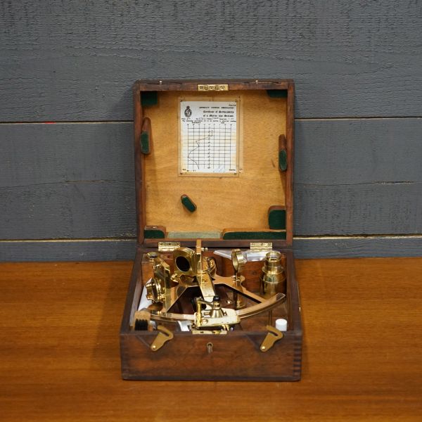 Royal Navy Silver Scale Sextant - Henry Hughes & Son Polished Trinity Marine