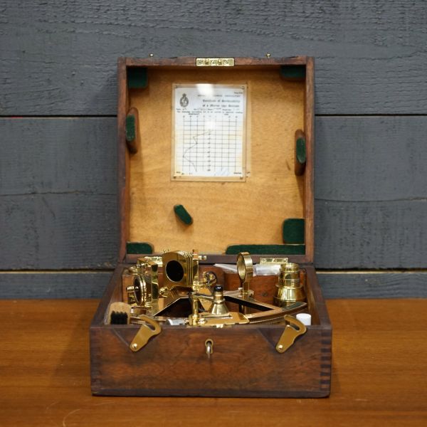 Royal Navy Silver Scale Sextant - Henry Hughes & Son Polished Trinity Marine