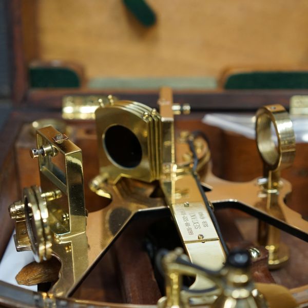 Royal Navy Silver Scale Sextant - Henry Hughes & Son Polished Trinity Marine