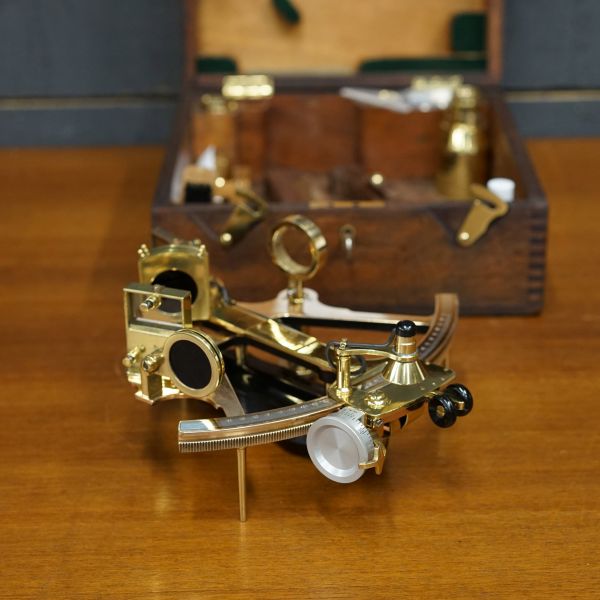 Royal Navy Silver Scale Sextant - Henry Hughes & Son Polished Trinity Marine