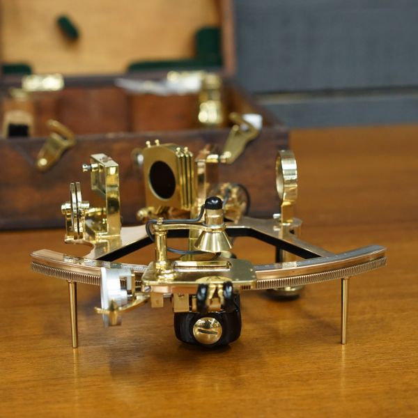 Royal Navy Silver Scale Sextant - Henry Hughes & Son Polished Trinity Marine