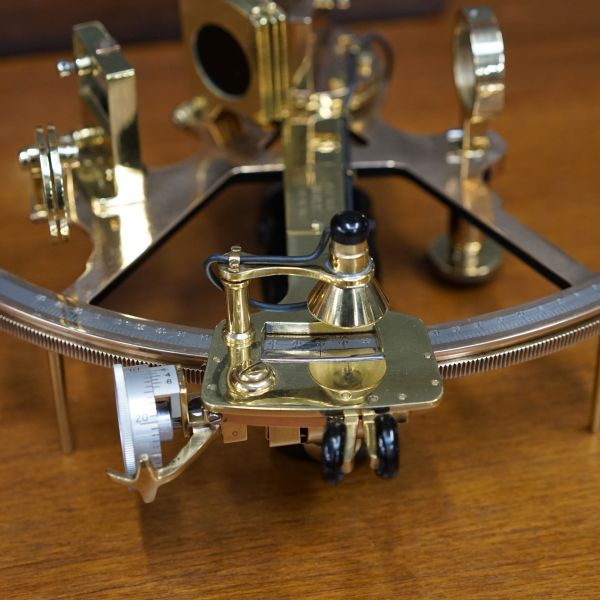 Royal Navy Silver Scale Sextant - Henry Hughes & Son Polished Trinity Marine