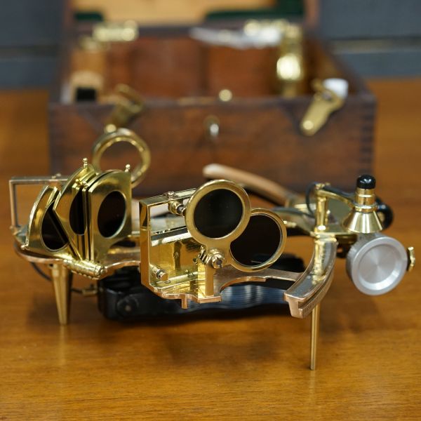 Royal Navy Silver Scale Sextant - Henry Hughes & Son Polished Trinity Marine