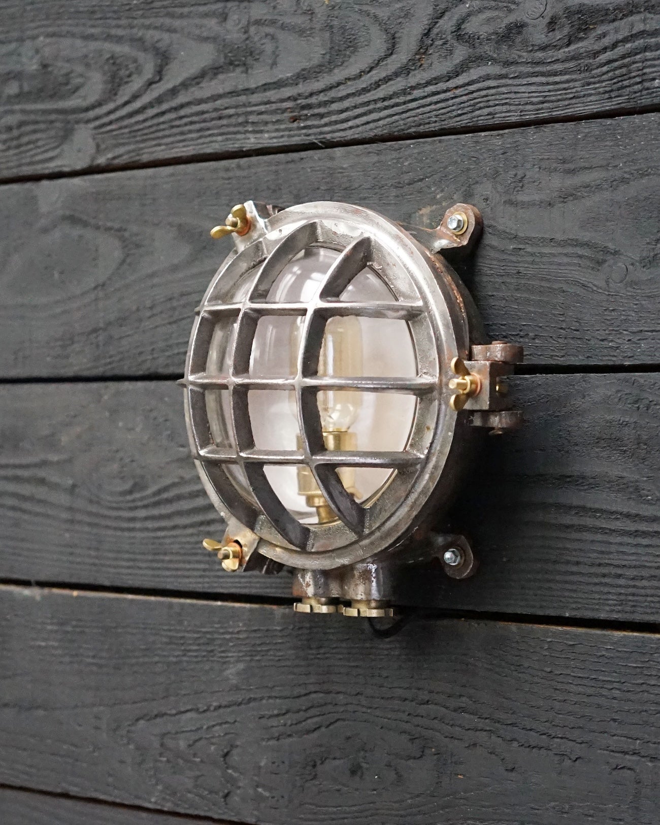 East German 6 Bar Solid Iron Bulkhead Light Trinity Marine