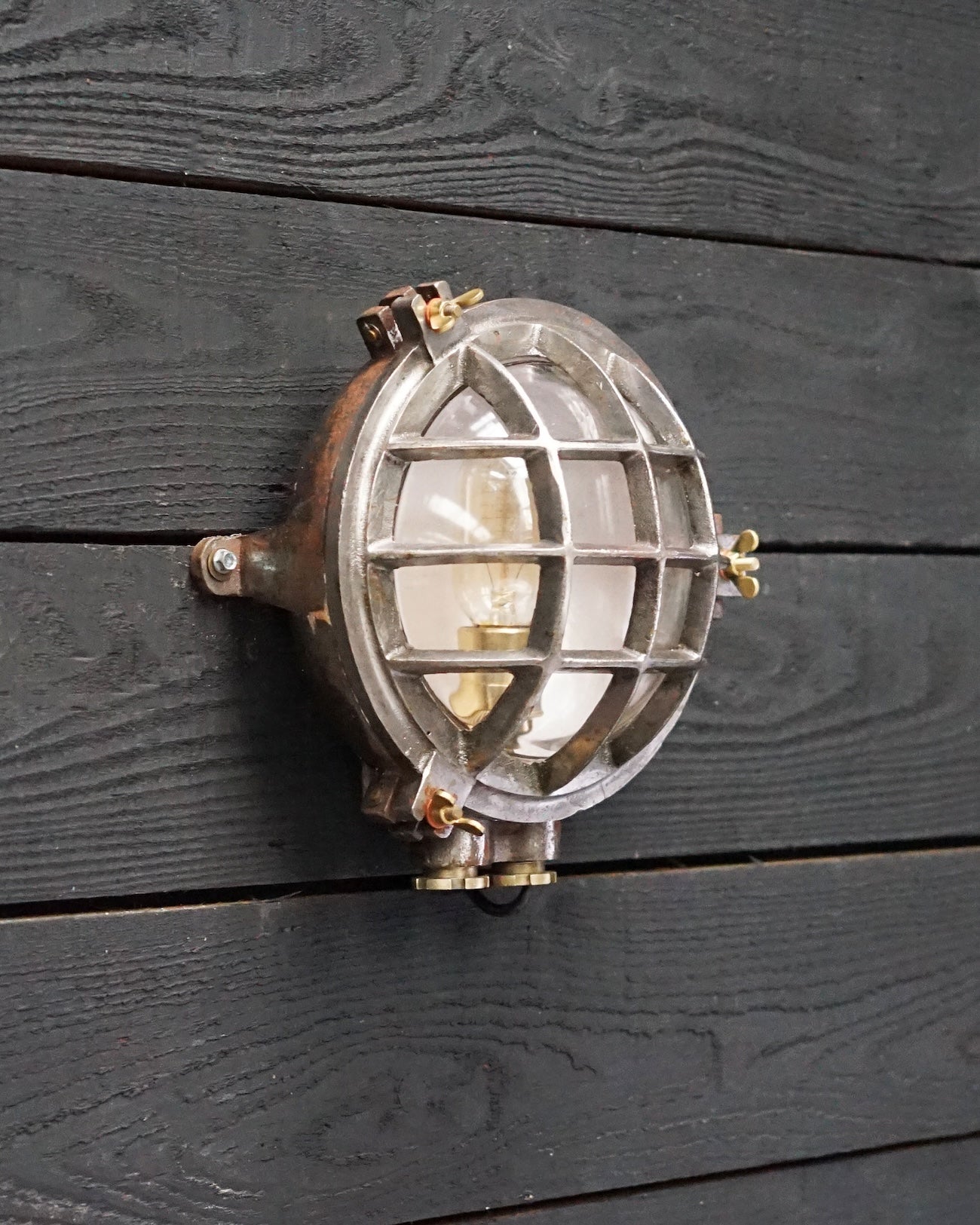 East German 6 Bar Solid Iron Bulkhead Light Trinity Marine