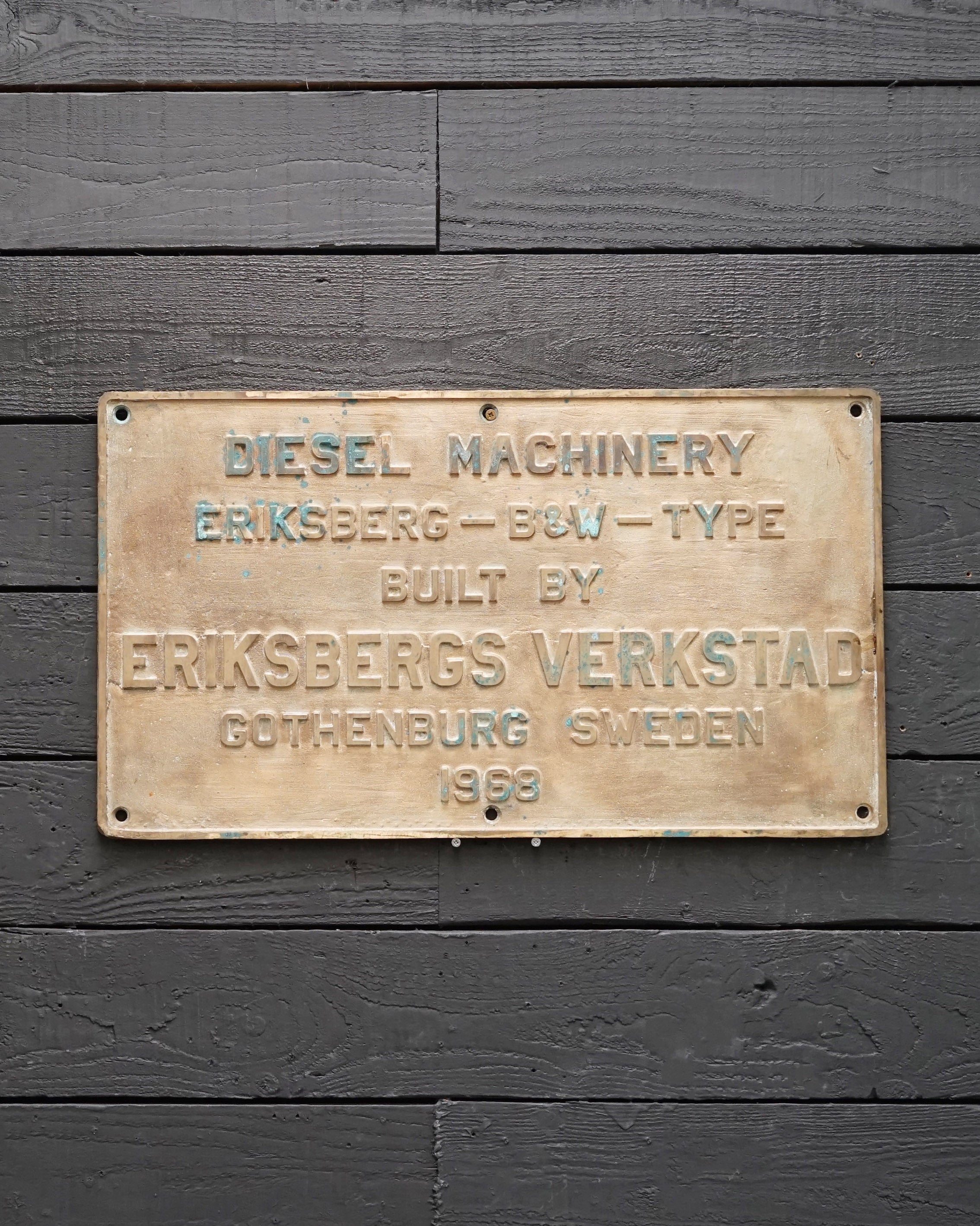 Engine Builders Plate - Eriksbergs Verkstad, 1968 Trinity Marine