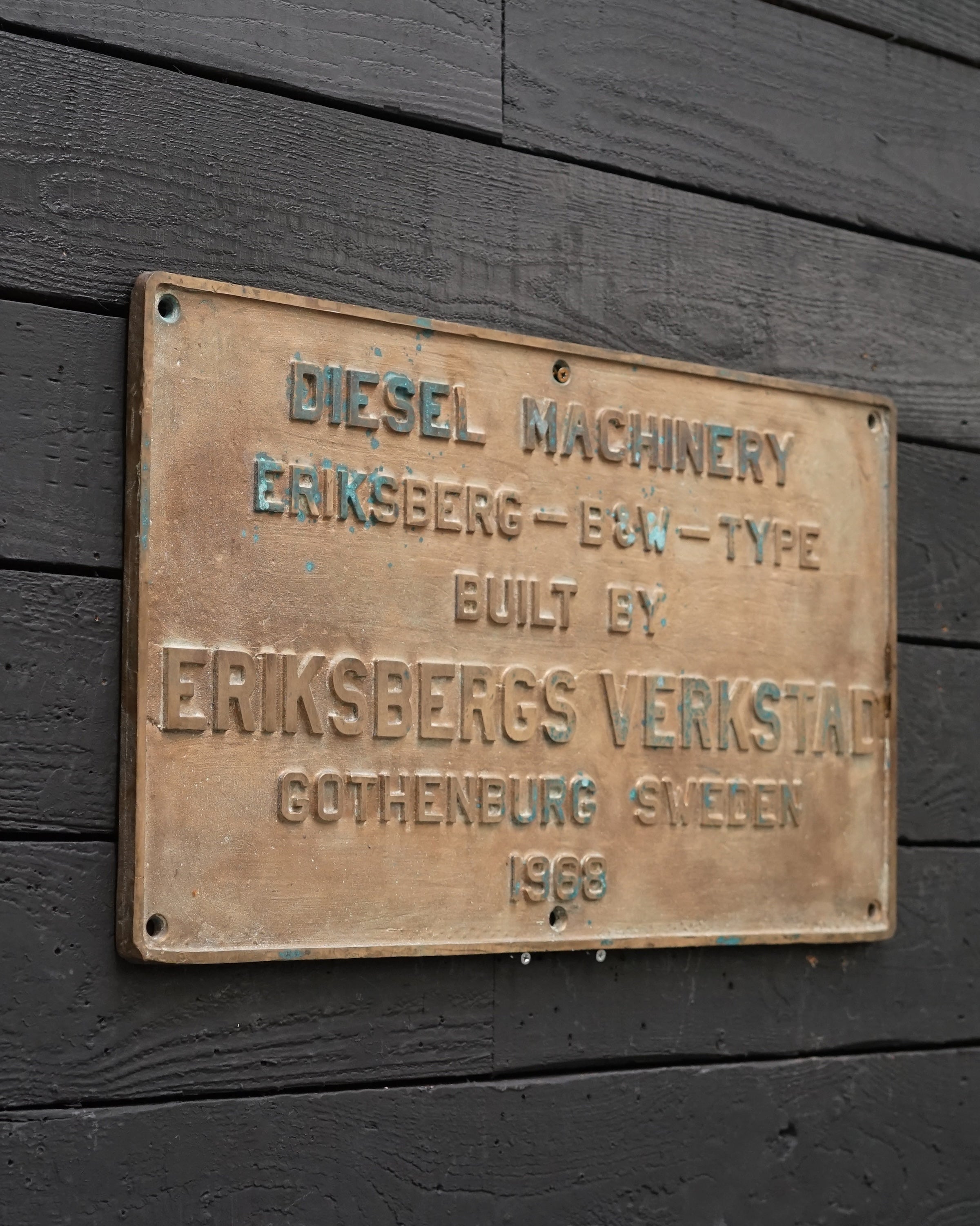 Engine Builders Plate - Eriksbergs Verkstad, 1968 Trinity Marine