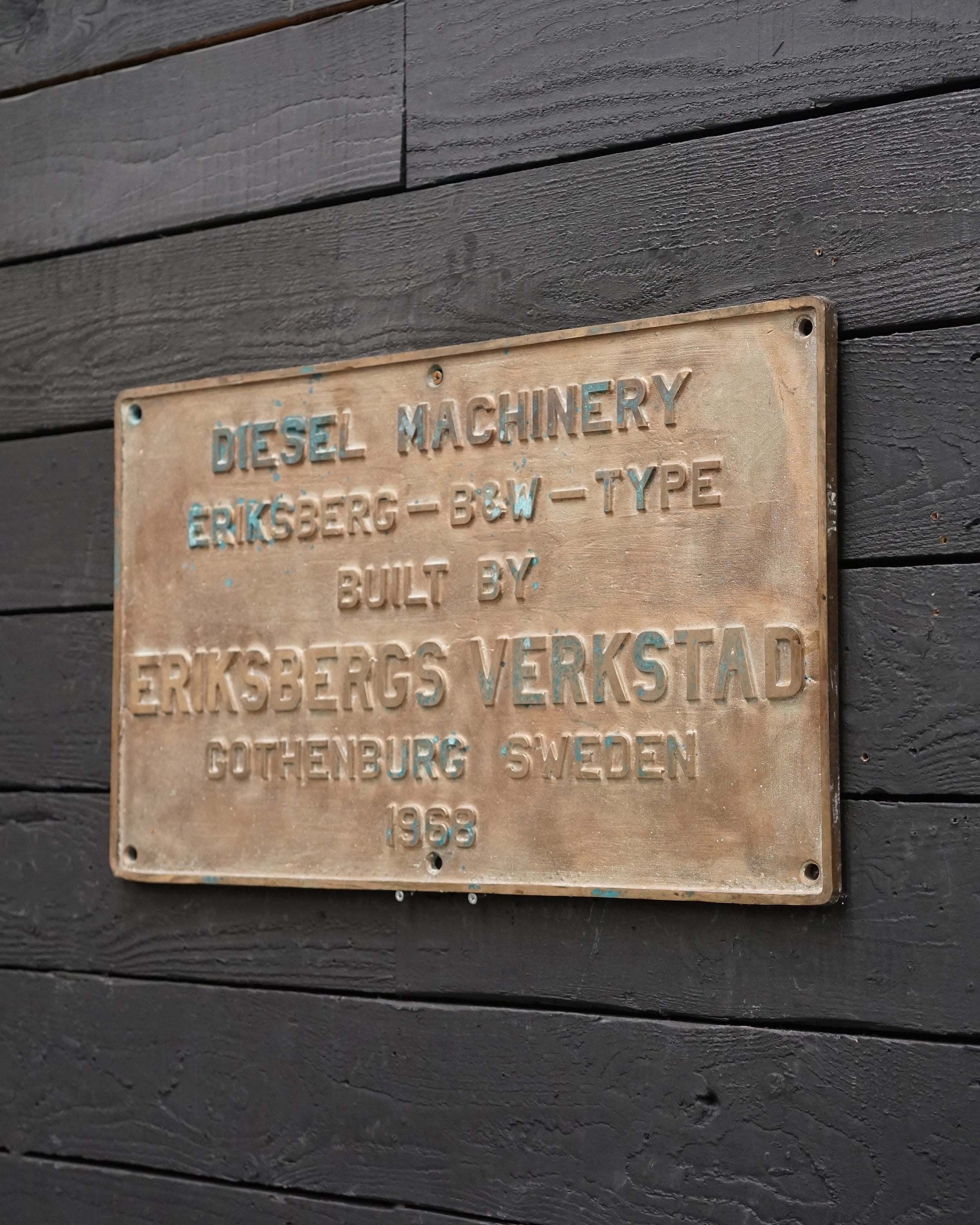 Engine Builders Plate - Eriksbergs Verkstad, 1968 Trinity Marine