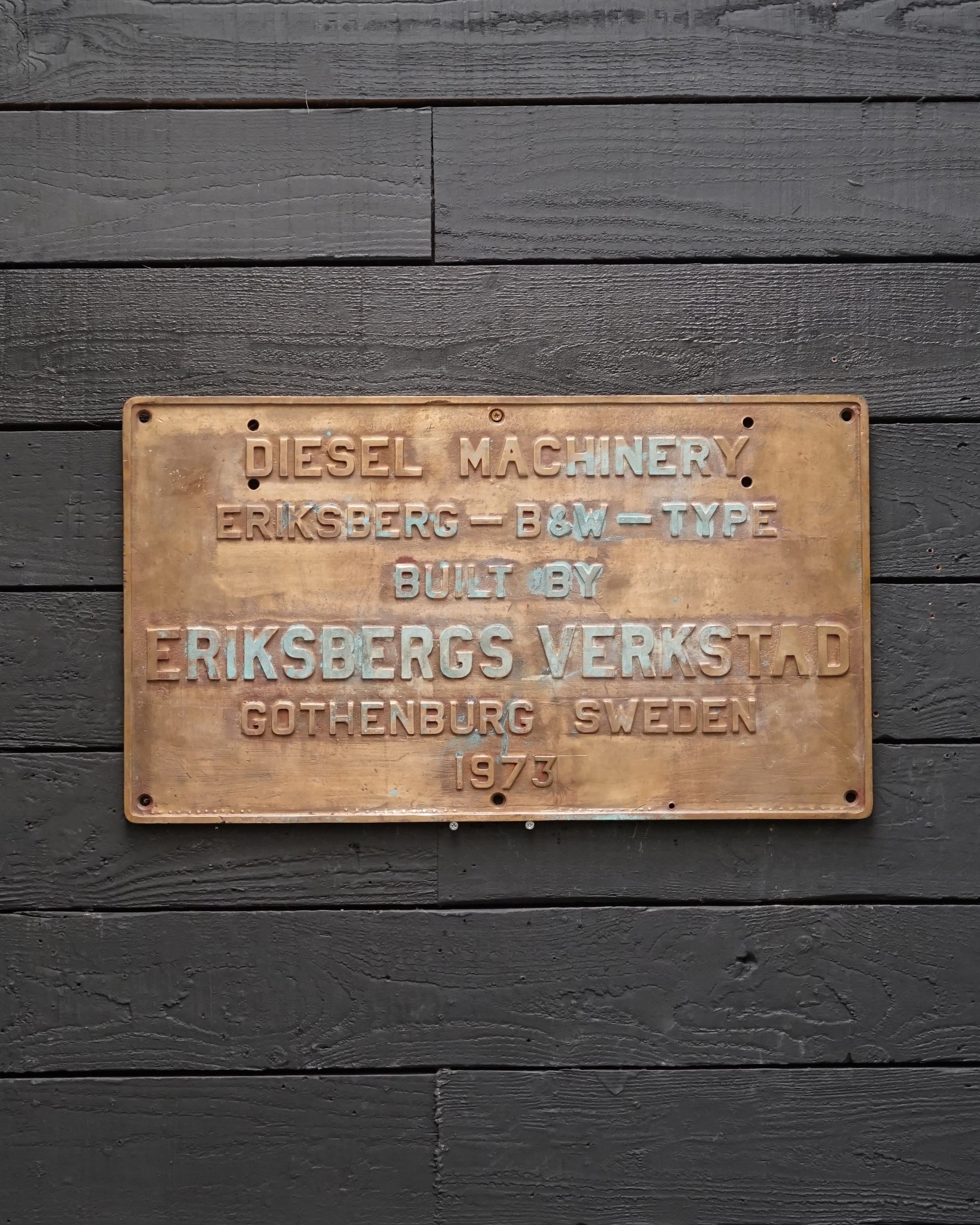 Engine Builders Plate - Eriksbergs Verkstad, 1973 Trinity Marine