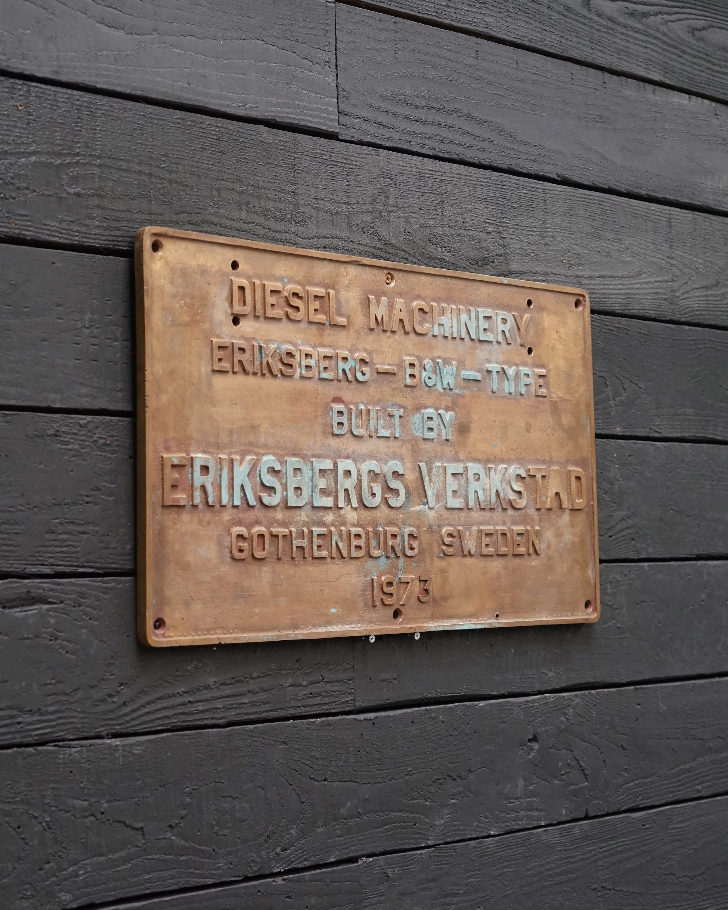 Engine Builders Plate - Eriksbergs Verkstad, 1973 Trinity Marine