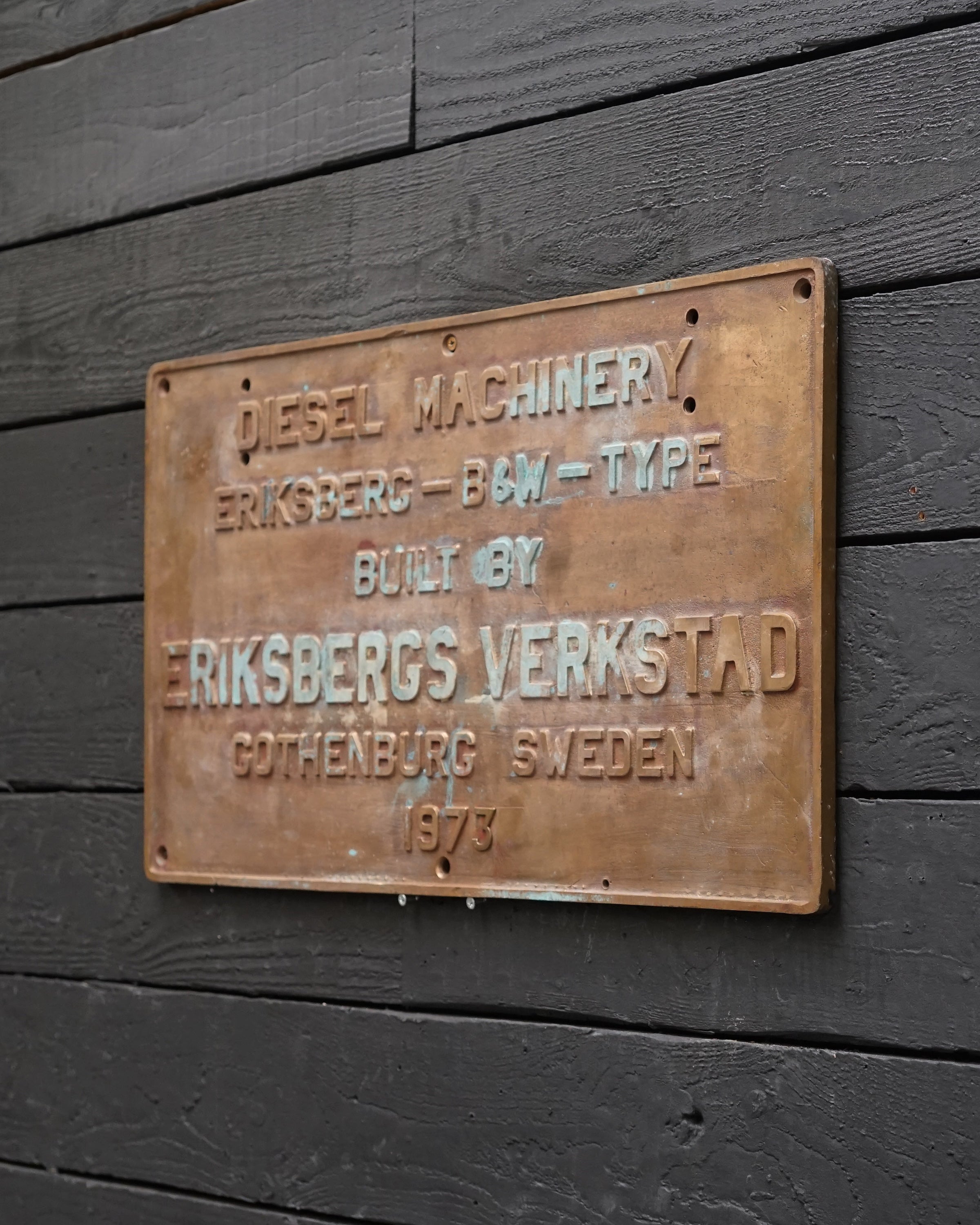 Engine Builders Plate - Eriksbergs Verkstad, 1973 Trinity Marine