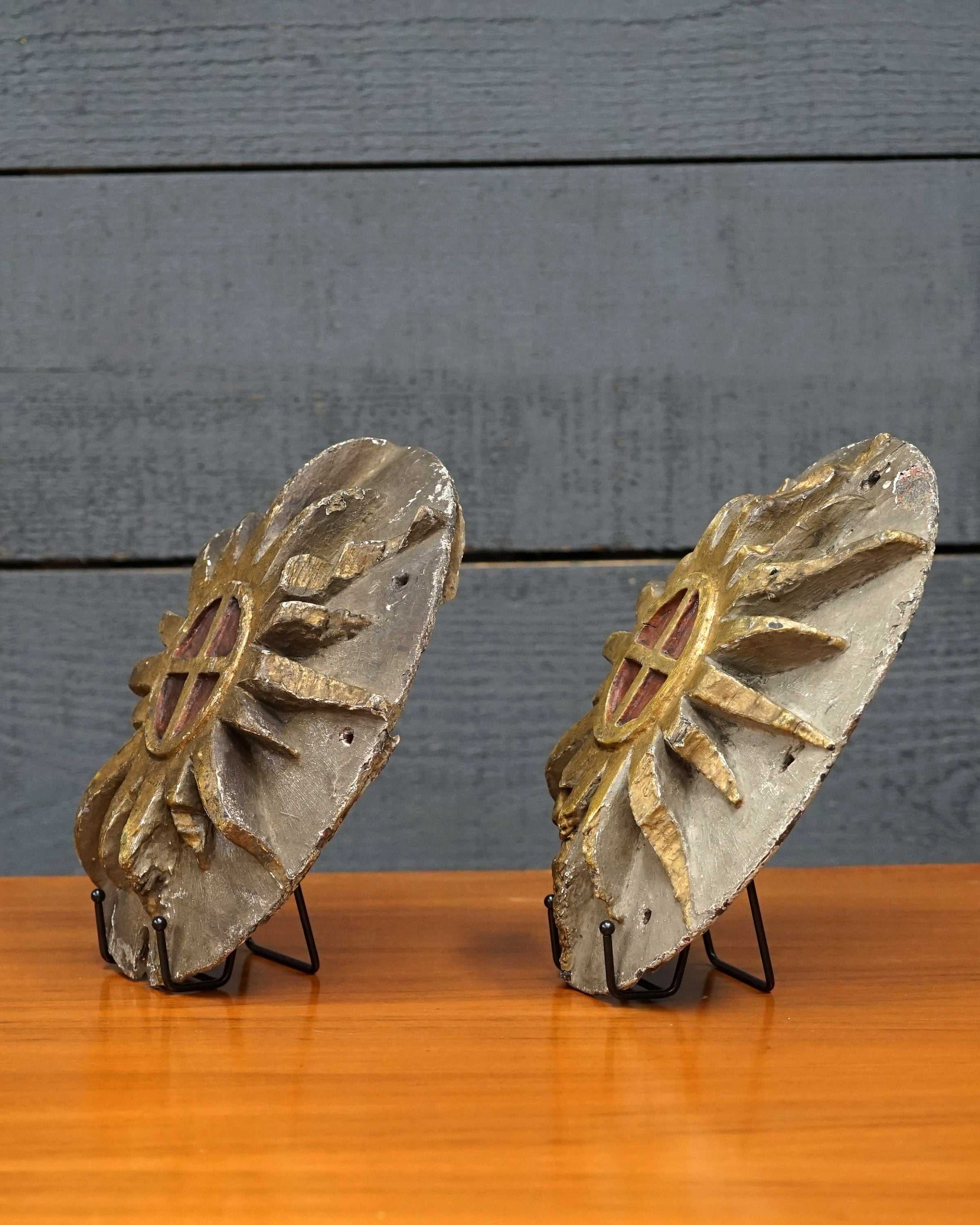 Extremely Rare Pair of Stern Carvings from Amity - 1827 Trinity Marine