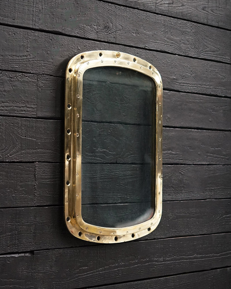 Fixed Curved Brass Ships Windows - 71 x 52 Trinity Marine
