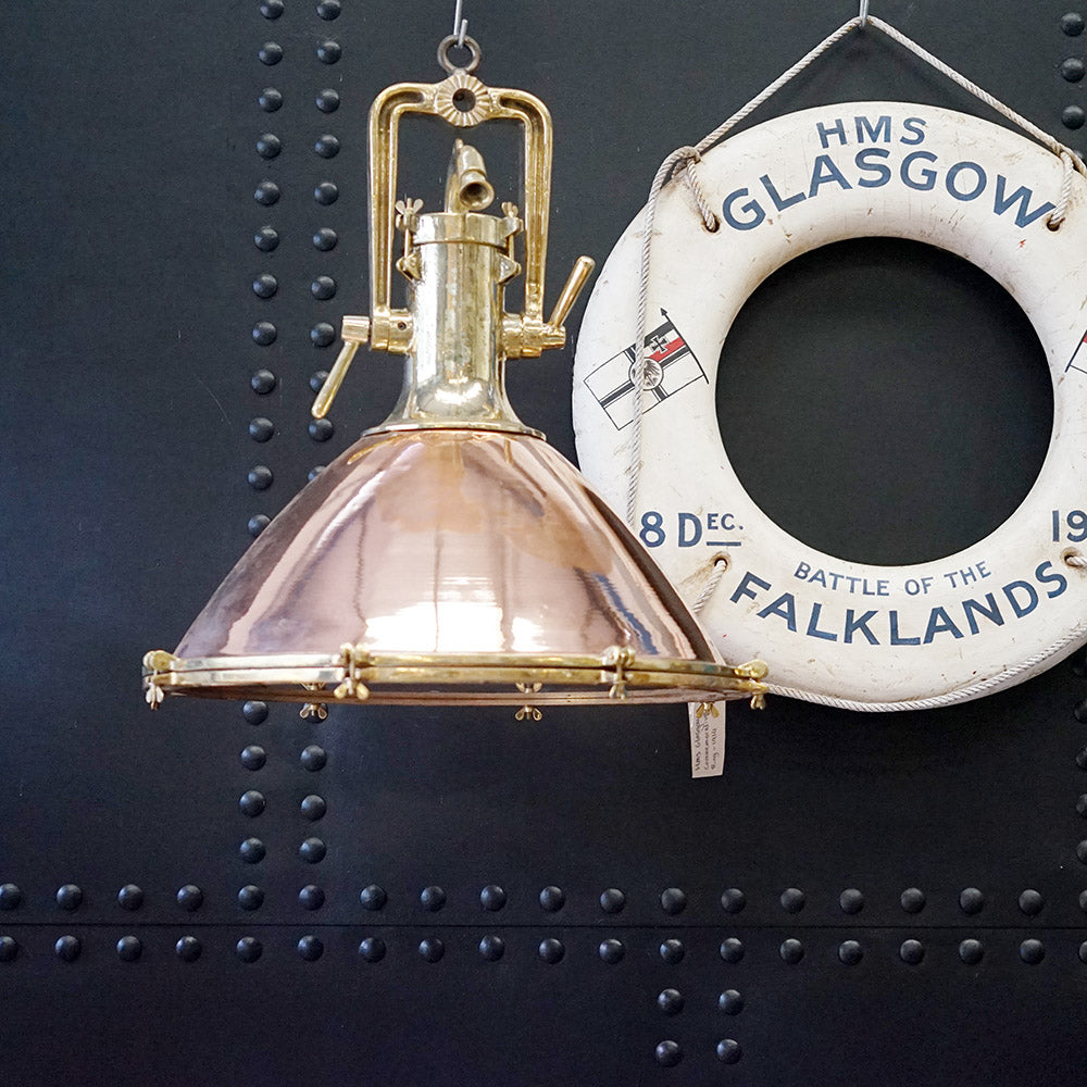Giant Reclaimed Ships Copper and Brass Cargo Light Trinity Marine