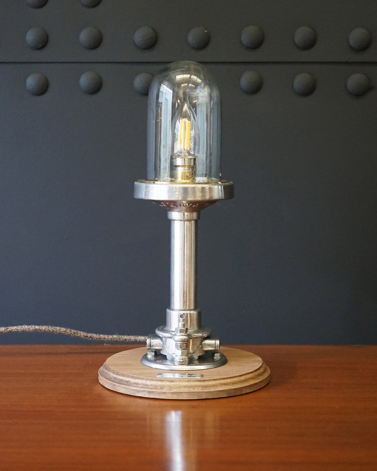 HMS Hermes (R12) Table Lamp - Tall Clear Glass