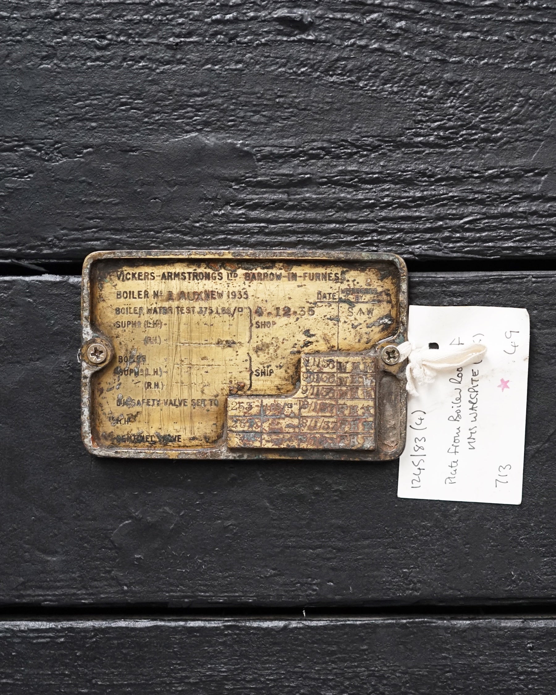 HMS Warspite Boiler Room Plate Trinity Marine