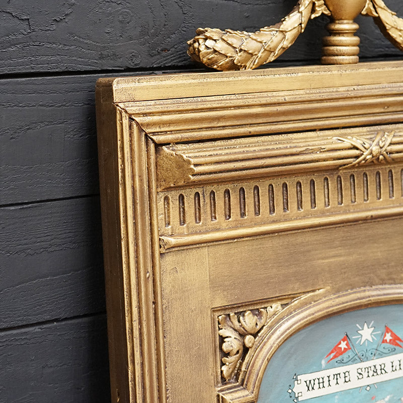 Hand Painted 19th Century Mirror White Star Line Insignia Trinity Marine