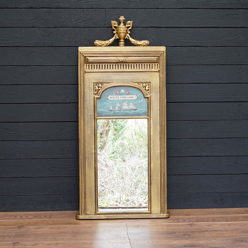 Hand Painted 19th Century Mirror White Star Line Insignia Trinity Marine