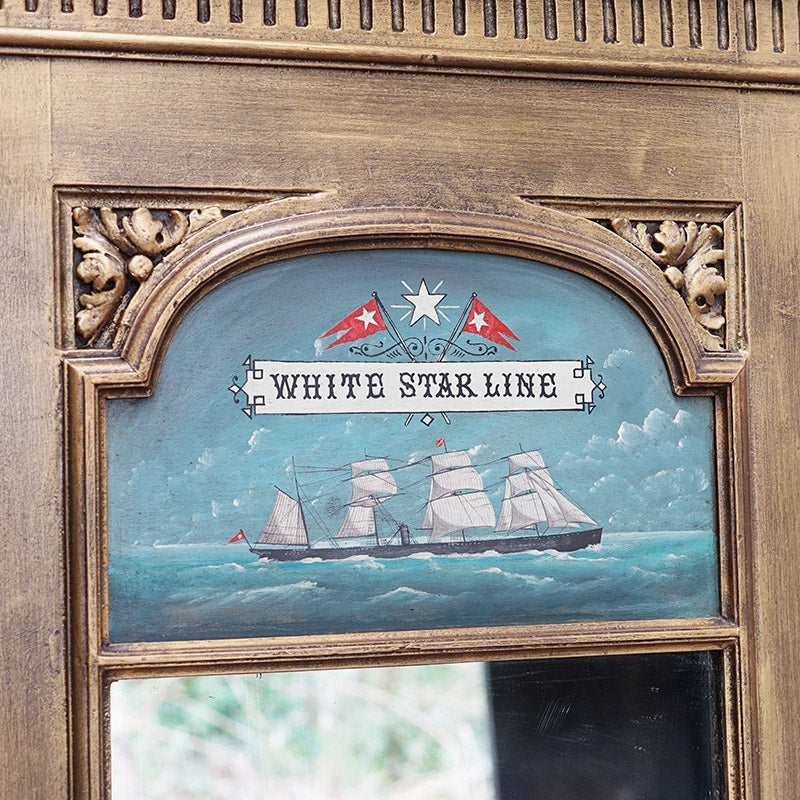 Hand Painted 19th Century Mirror White Star Line Insignia Trinity Marine